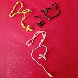 New, handmade adjustable set of six rosary bead/cross bracelet 1 size fits all